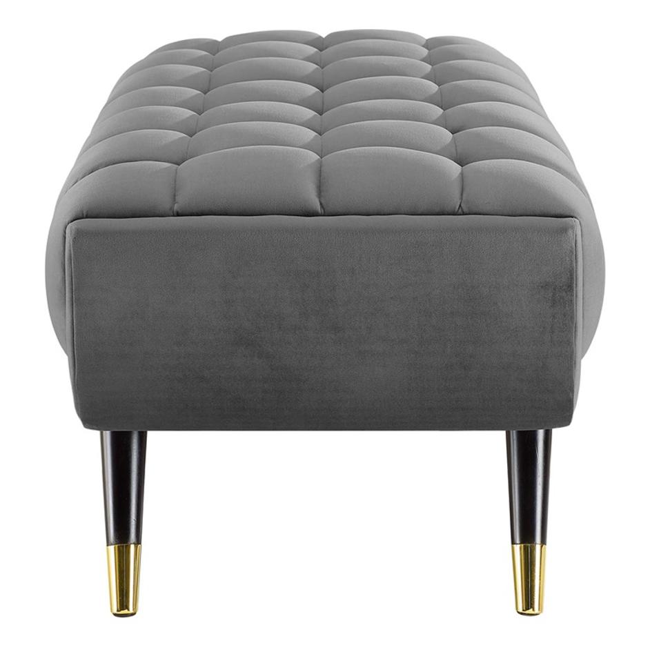 Scholar 47.5" Performance Velvet Bench In Gray by Modway Furniture