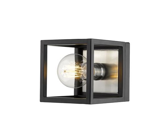Kube 1 Light Wall Sconce in Matte Black + Brushed Nickel Finish by Z-Lite