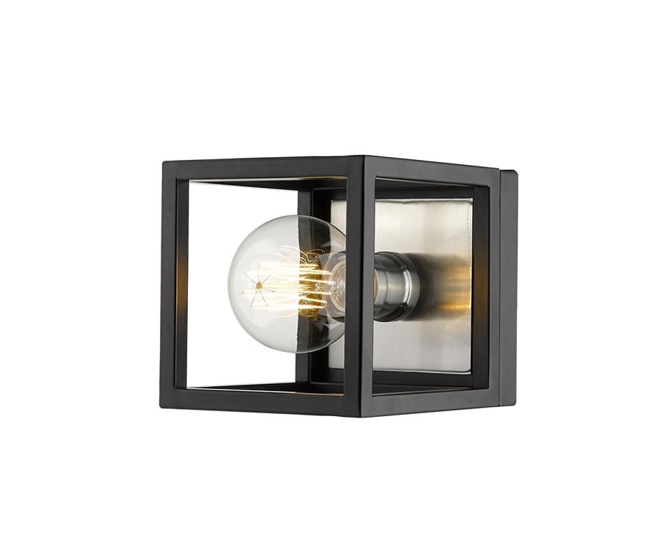 Kube 1 Light Wall Sconce in Matte Black + Brushed Nickel Finish by Z-Lite