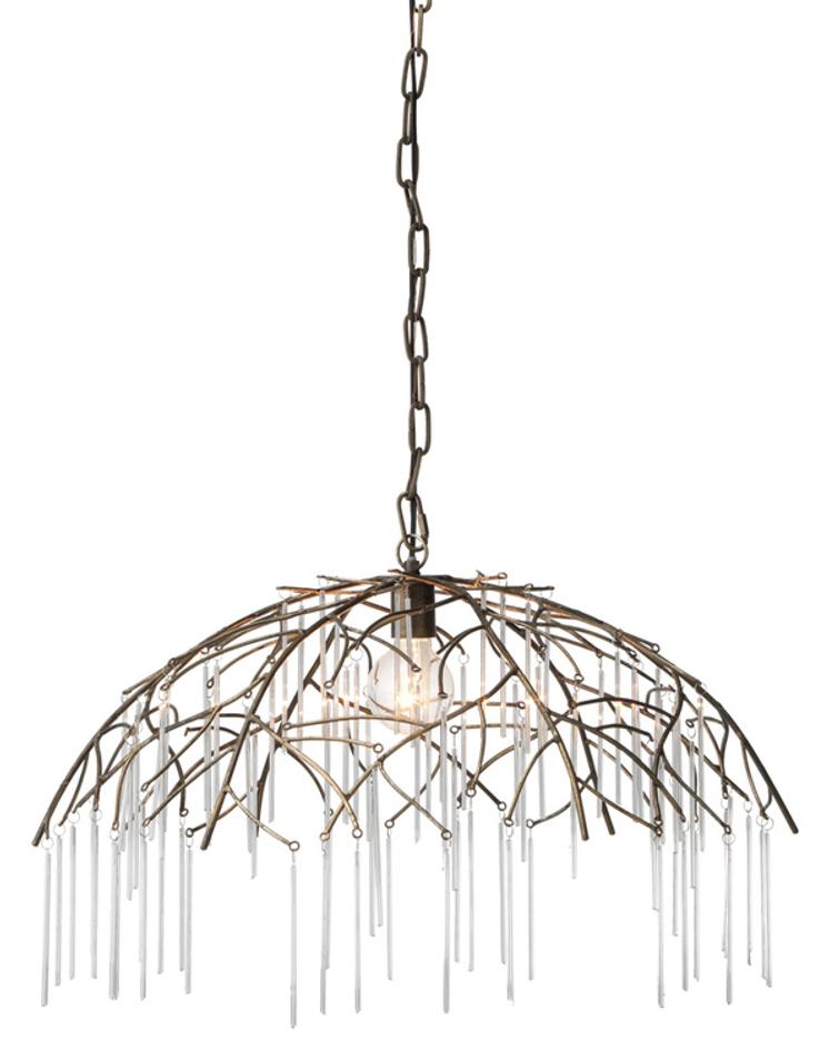 Vine Glass and Iron 1-Light Pendant by Jamie Young