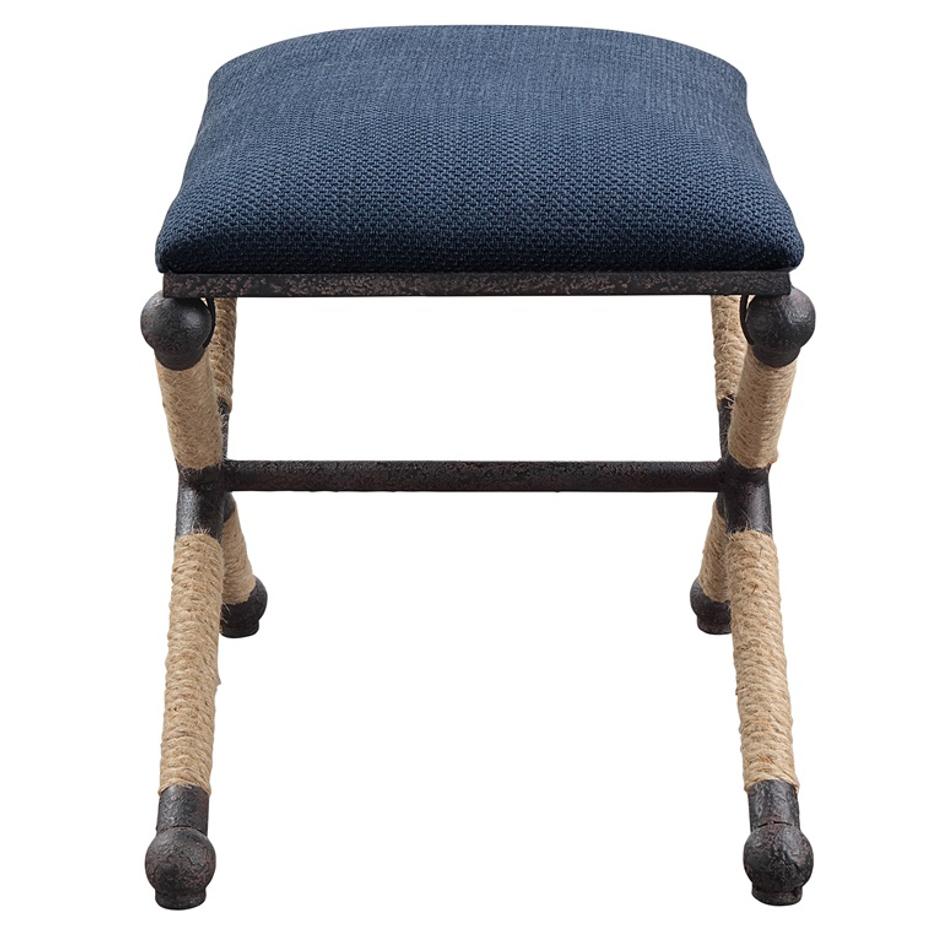Firth Small Navy Fabric Bench by Uttermost