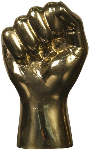 Solidarity Fist Metal Alloy Sculpture in Antique Brass Finish by Noir Furniture