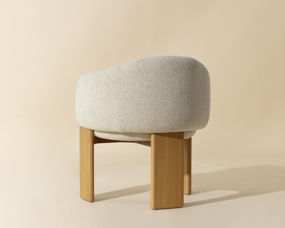 TRINE DINING ARMCHAIR - RUSTIC OAK - DOVE CREAM by Sunpan