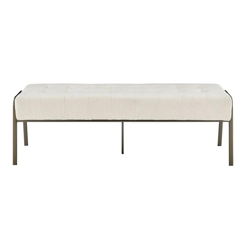 Venturi Fabric Tufted Bench In Opus Cream by New Pacific Direct