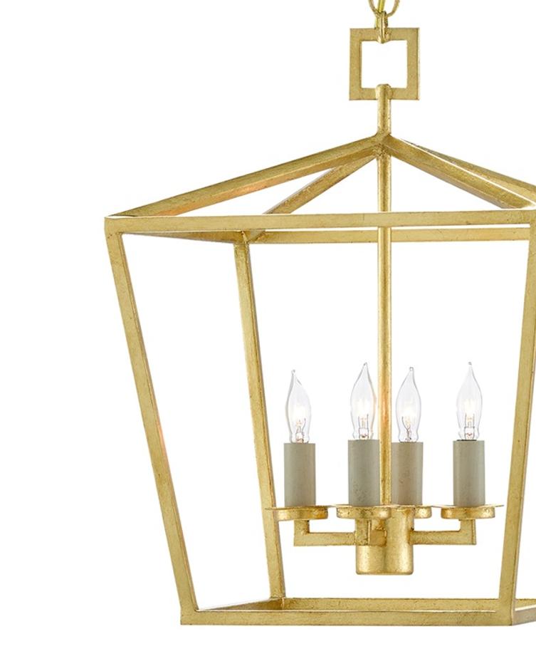 Denison Gold Small Lantern In Contemporary Gold Leaf by Currey & Company