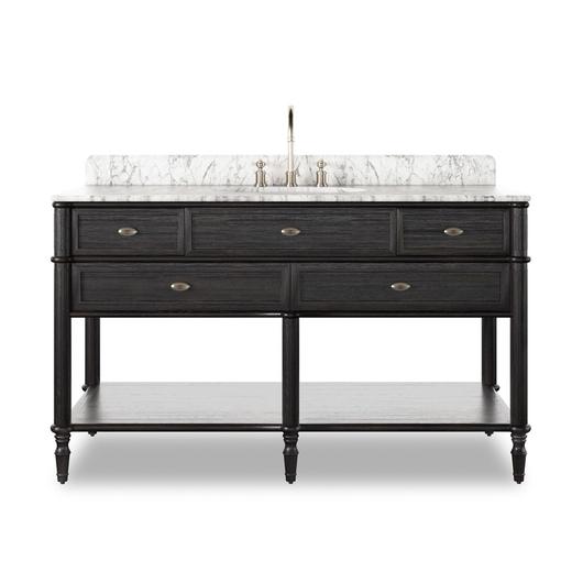 Toulouse Single Wide Vanity - Satin Black Veneer by Four Hands