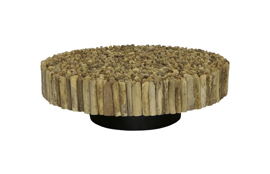 Manhattan Coffee Table, Round, with Glass by Phillips Collection