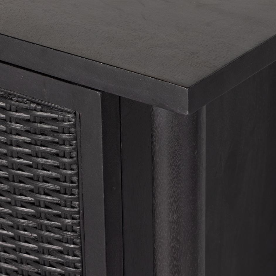 Veta Media Console In Black Cane by FOUR HANDS