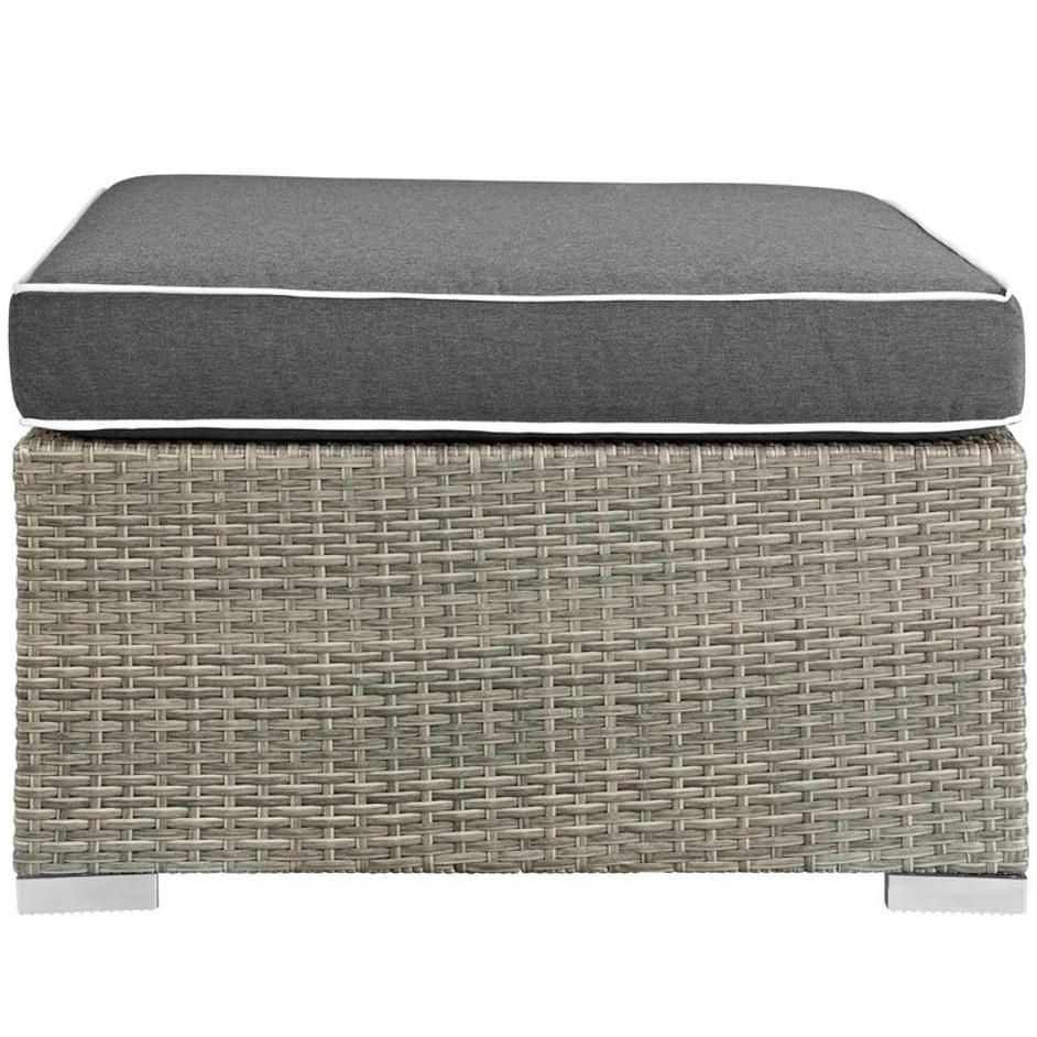 Laight Outdoor Patio Upholstered Fabric Ottoman In Light Gray Charcoal by Modway Furniture