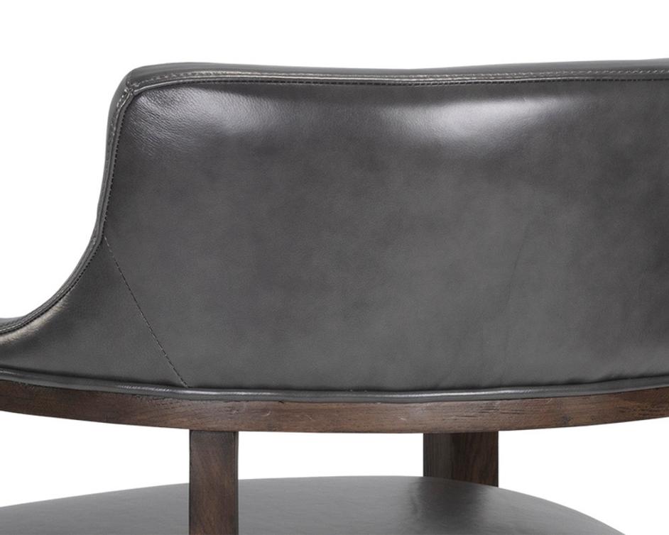 BRYLEA DINING ARMCHAIR - BROWN - BRENTWOOD CHARCOAL LEATHER by Sunpan