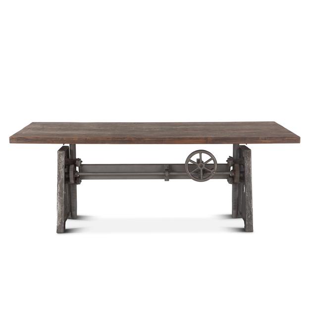 Industrial Loft 84-Inch Reclaimed Teak Wood Dining Table with Adjustable Crank by Home Trends & Design