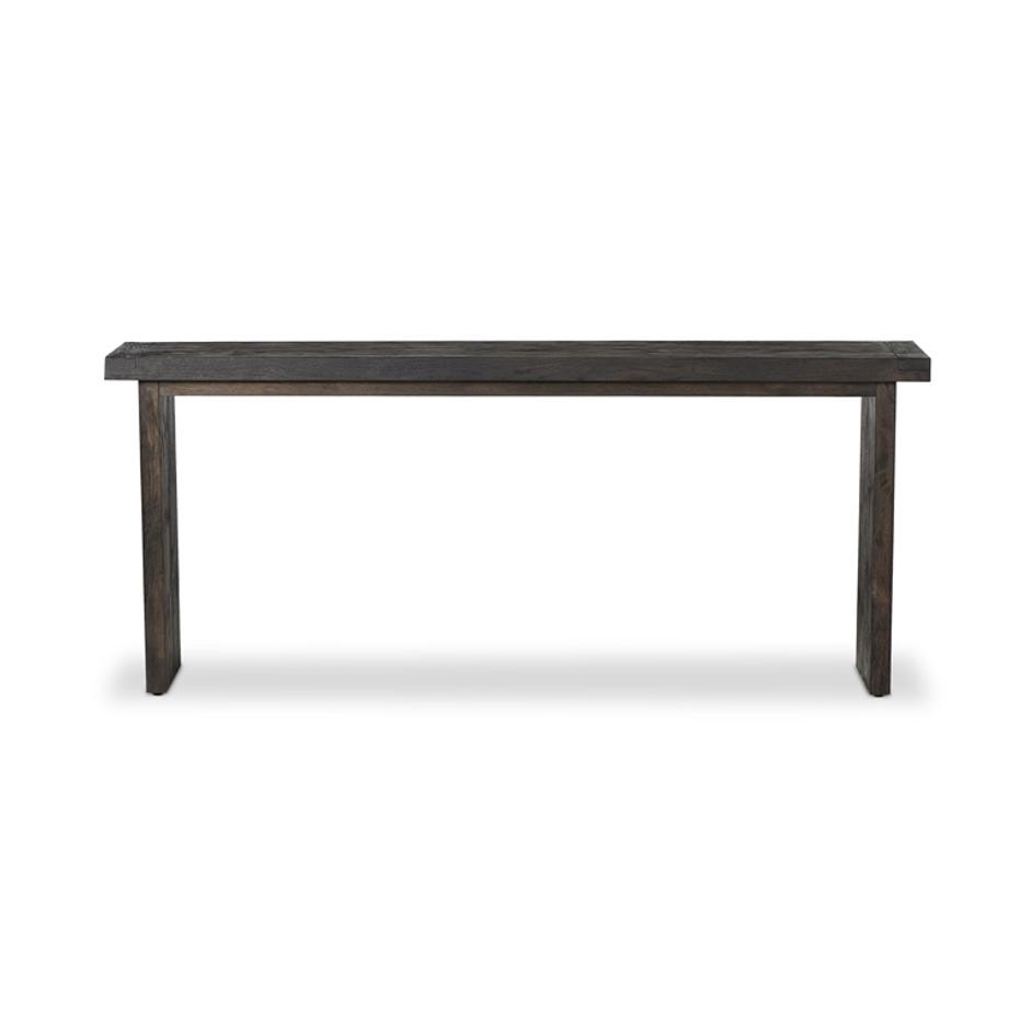 Warby Console Table in Worn Black Oak by FOUR HANDS