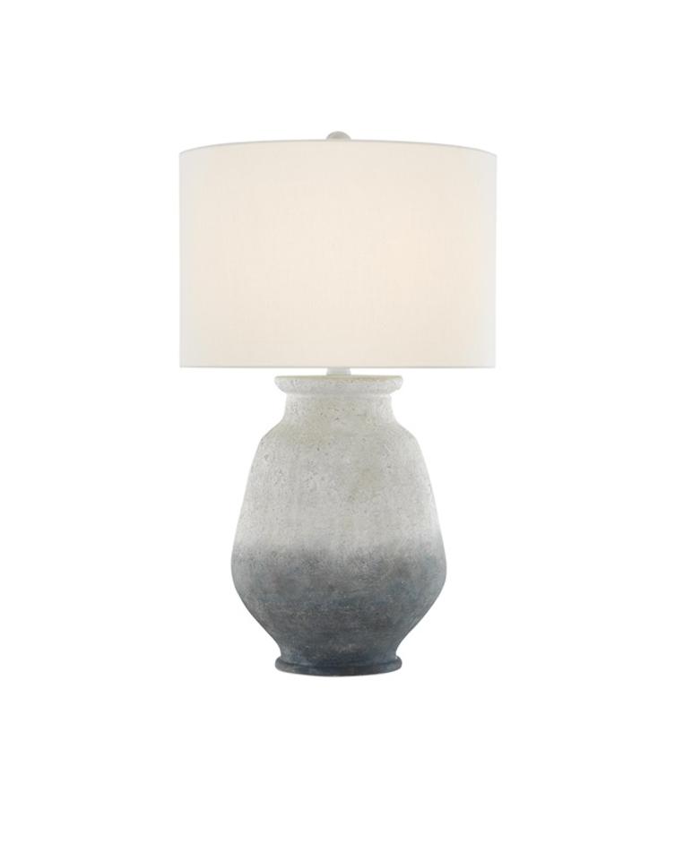 Cazalet Table Lamp In Ash Ivory & Blue & Acrylic White by Currey & Company