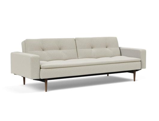 DUBLEXO SLEEPER SOFA W/ARMS in MIXED DANCE NATURAL FABRIC WITH Dark Wood LEGS 527 by INNOVATION USA