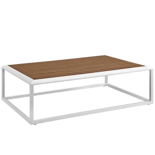 Aubrey Outdoor Patio Aluminum Coffee Table In White Natural by Modway Furniture