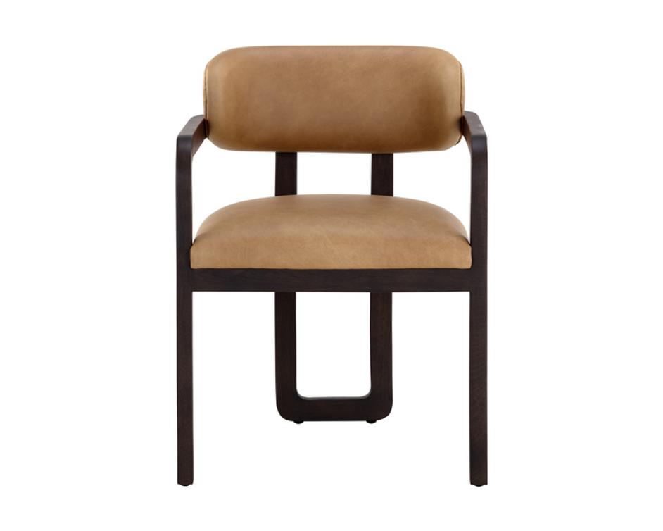 MADRONE DINING ARMCHAIR - BROWN - LUDLOW SESAME LEATHER by Sunpan