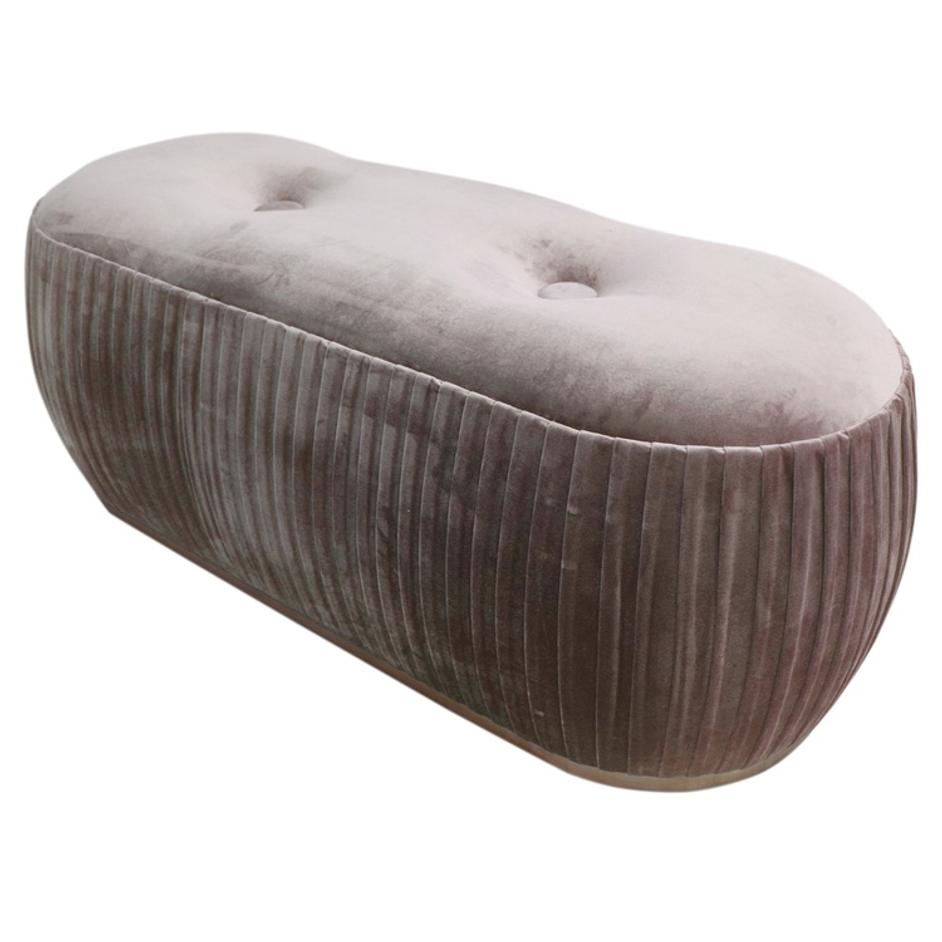 Bianca Tufted Oval Ottoman, Chamoise Gray/Gold by New Pacific Direct