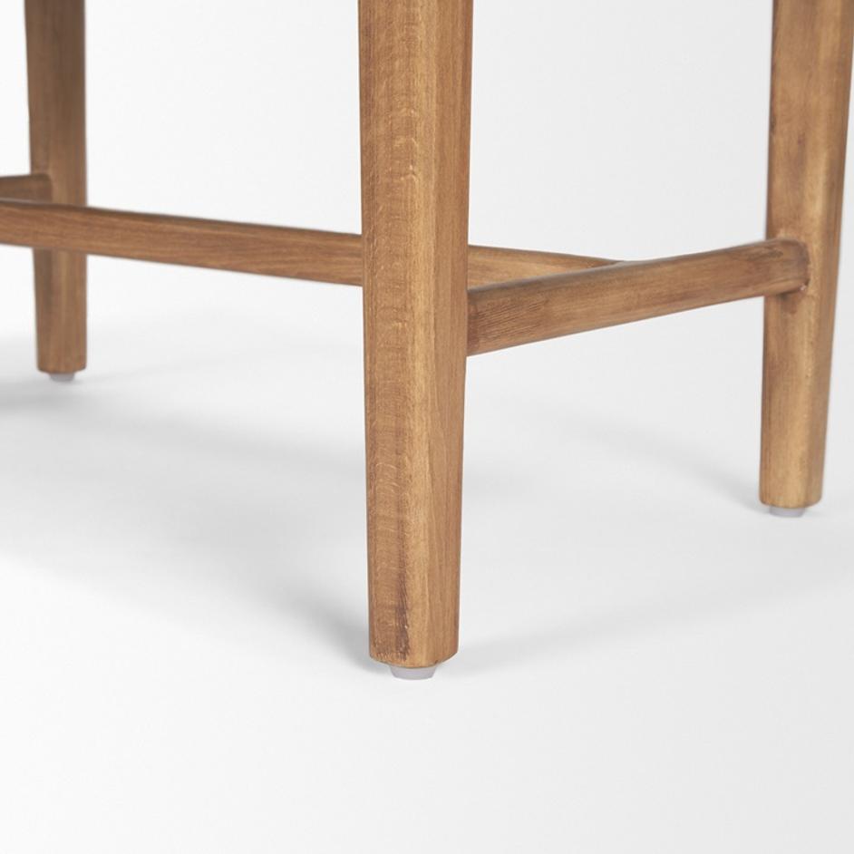 Shane Brown Wood w/ Woven Brown Leather Bench by Mercana