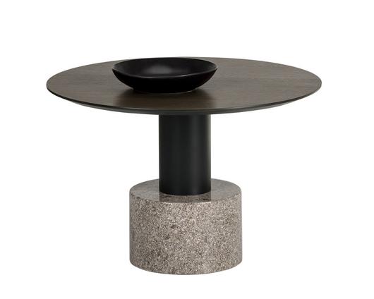 Monaco Coffee Table - Black - Light Grey Marble / Raw Umber by Sunpan