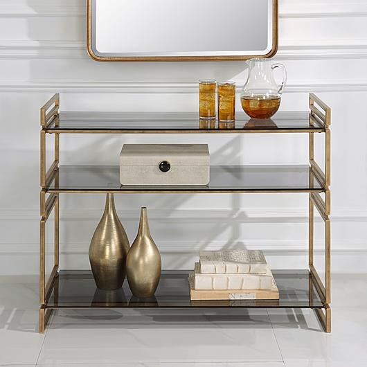 Stacked Up Gray Glass Console Table by Uttermost