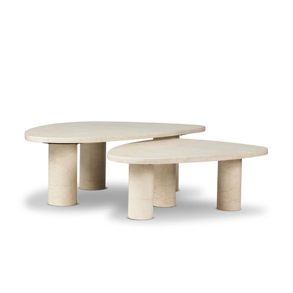 Zion Coffee Table Set - Cream Marble by Four Hands
