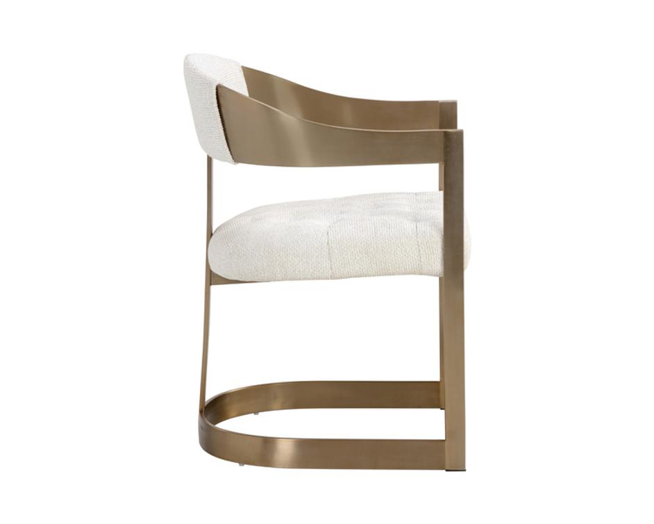BEAUMONT DINING ARMCHAIR - ANTIQUE BRASS - RHEA LIGHT BARLEY by Sunpan