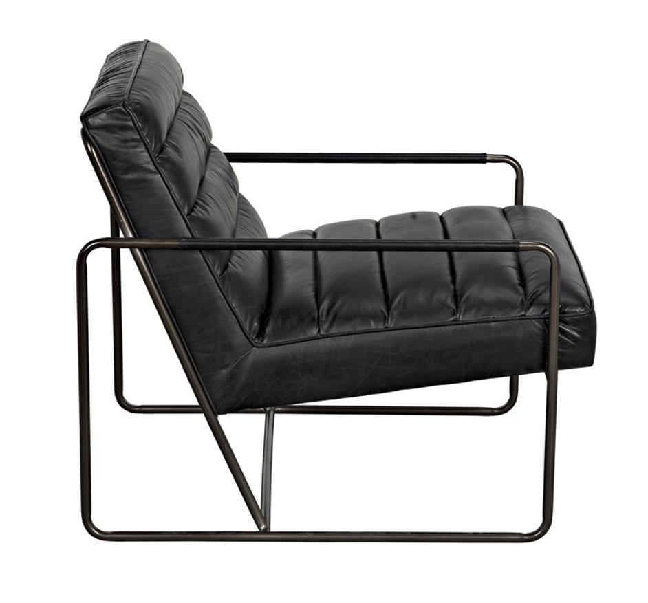 Demeter Chair, Metal and Leather by Noir Furniture