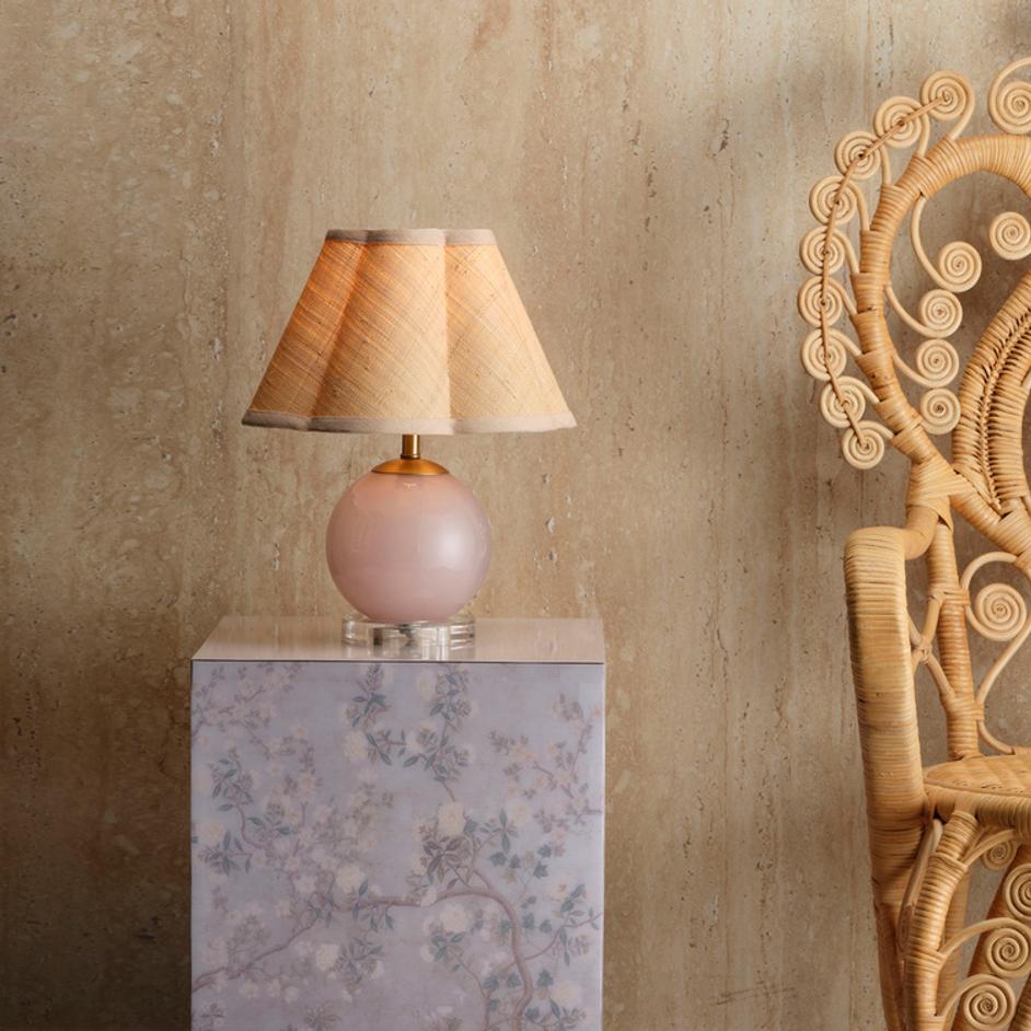 Dottie Blown Glass Table Lamp with Raffia Shade, Pink by Jamie Young