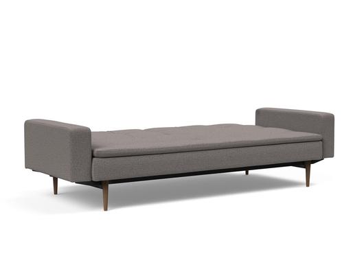 DUBLEXO SLEEPER SOFA W/ARMS in MIXED DANCE GREY FABRIC WITH Dark Wood LEGS 521 by INNOVATION USA