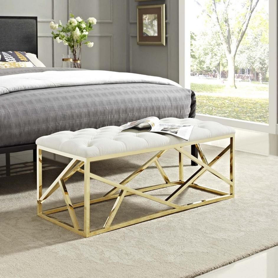 Santoli Bench In Gold Ivory by Modway Furniture
