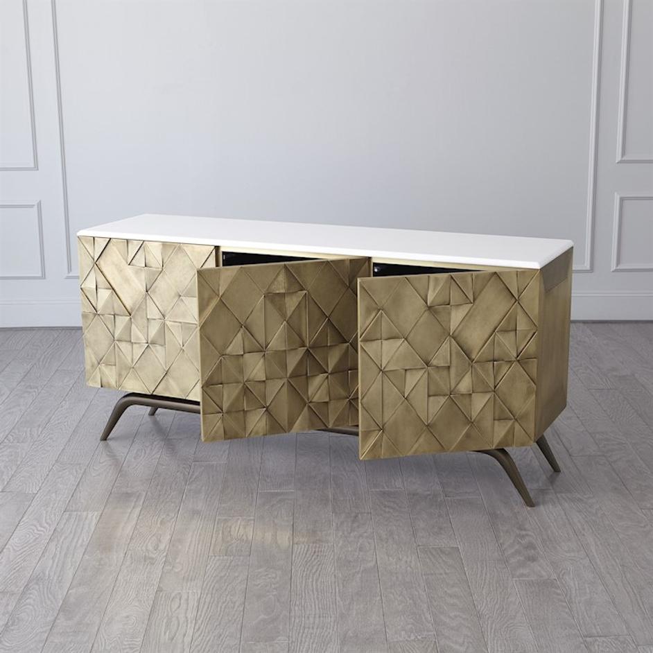 TRIANGLE CABINET-BRASS by Global Views