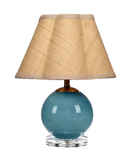 Dottie Blown Glass Table Lamp with Raffia Shade, Blue by Jamie Young