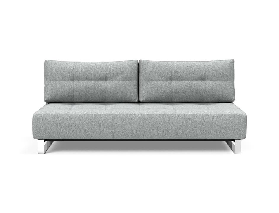 SUPREMAX D.E.L. SLEEPER SOFA in MELANGE LIGHT GREY FABRIC WITH Chrome legs 538 by INNOVATION USA
