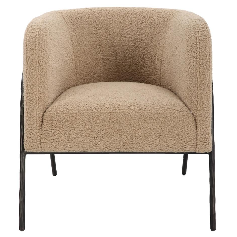 Jacobsen Tan Shearling Barrel Chair by Uttermost