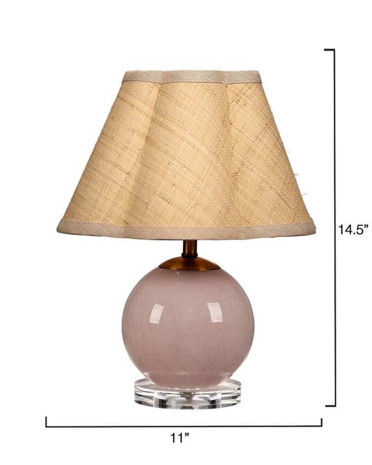 Dottie Blown Glass Table Lamp with Raffia Shade, Pink by Jamie Young