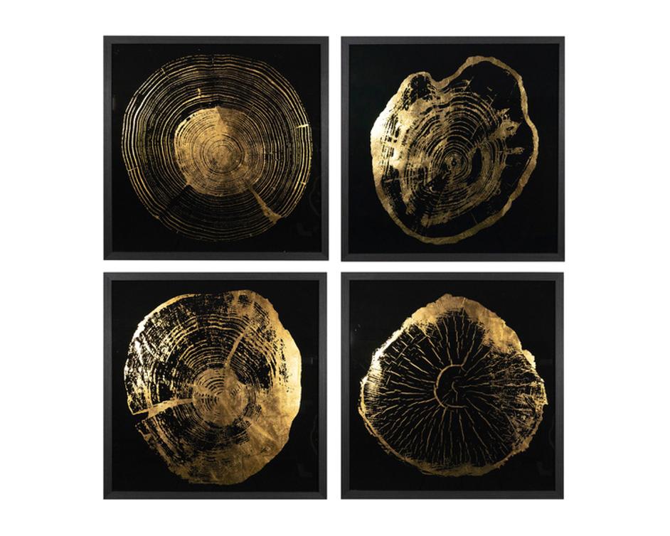 TIME LINES (SET OF 4) - 30" X 30" - CHARCOAL FRAME by Sunpan