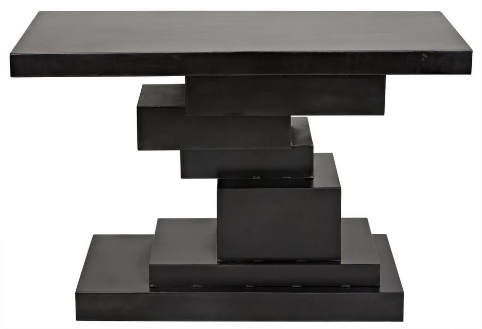 Platoon Industrial Steel Console in Matte Black by Noir Furniture
