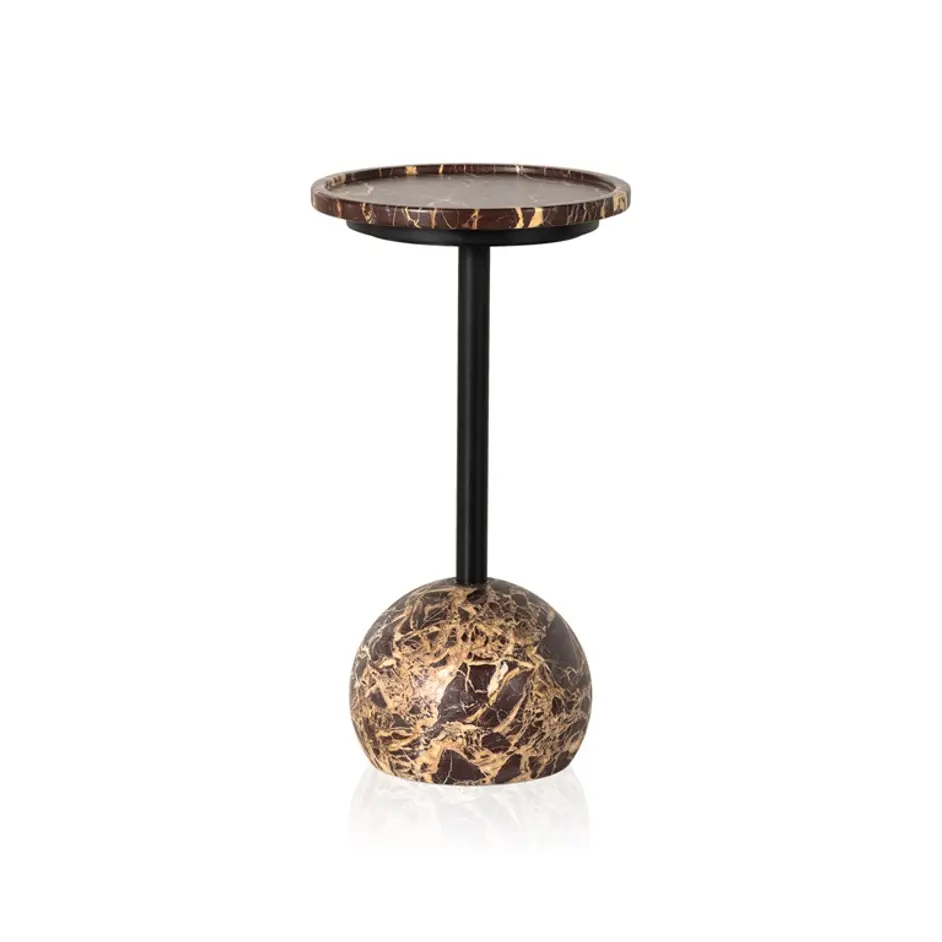Viola Accent Table In Merlot Marble by FOUR HANDS