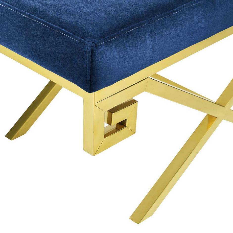 Bendel Velvet Performance Velvet Bench In Gold Navy by Modway Furniture