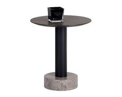 Monaco End Table - Black - Light Grey Marble / Raw Umber by Sunpan