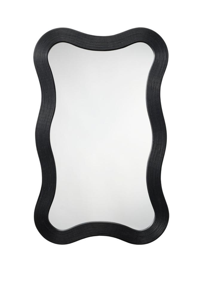 Deli Wavy Bamboo Wall Mirror, Black by Jamie Young