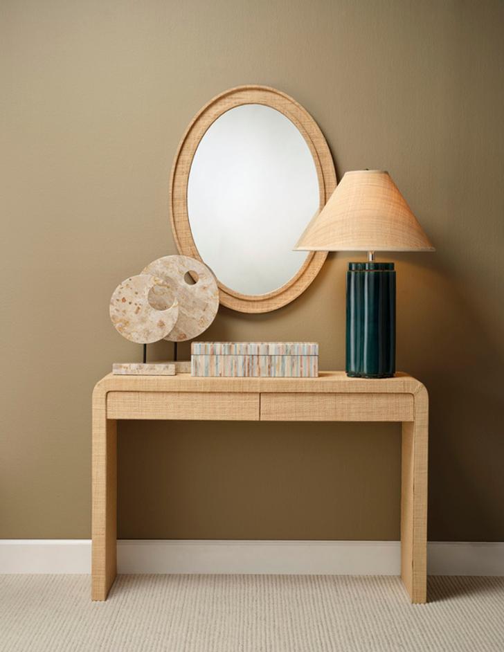 Valley Raffia Oval Wall Mirror, Natural by Jamie Young