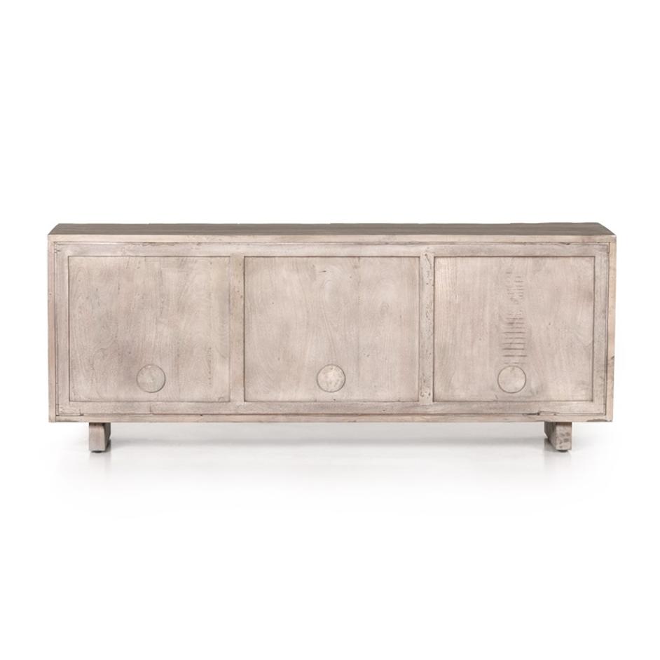 Rivka Media Console In Aged Grey by FOUR HANDS