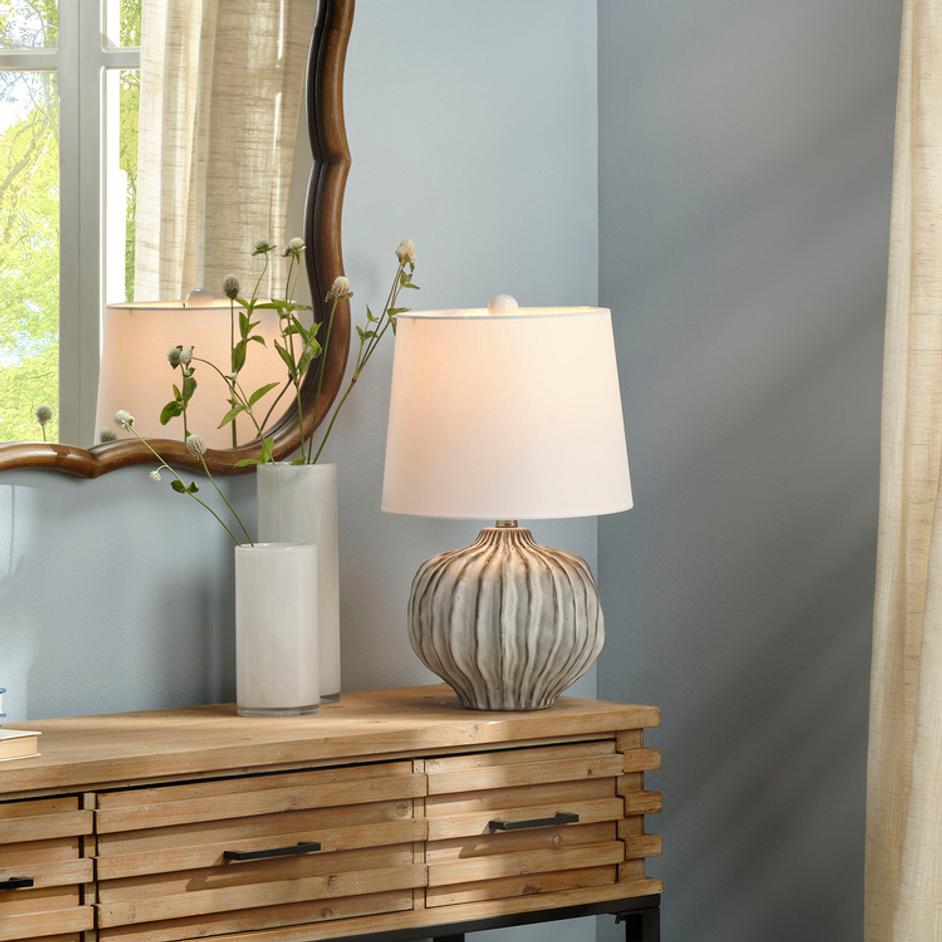 Reef Ceramic Table Lamp with Linen Shade by Jamie Young