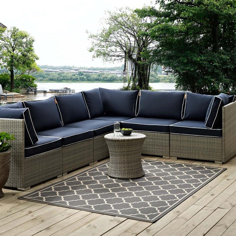 Hollis Moroccan Quatrefoil Trellis 8X10 Indoor And Outdoor Area Rug In Gray And Beige by Modway Furniture