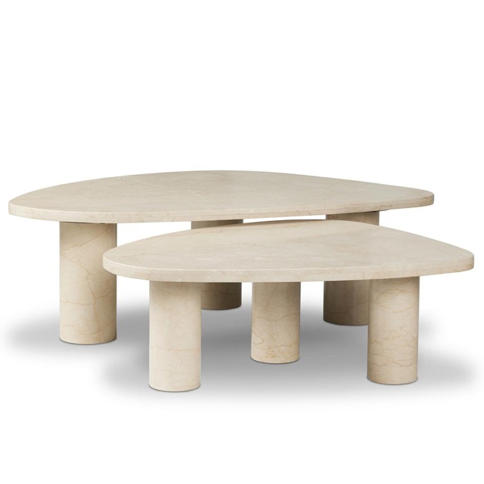 Zion Coffee Table Set - Cream Marble by Four Hands
