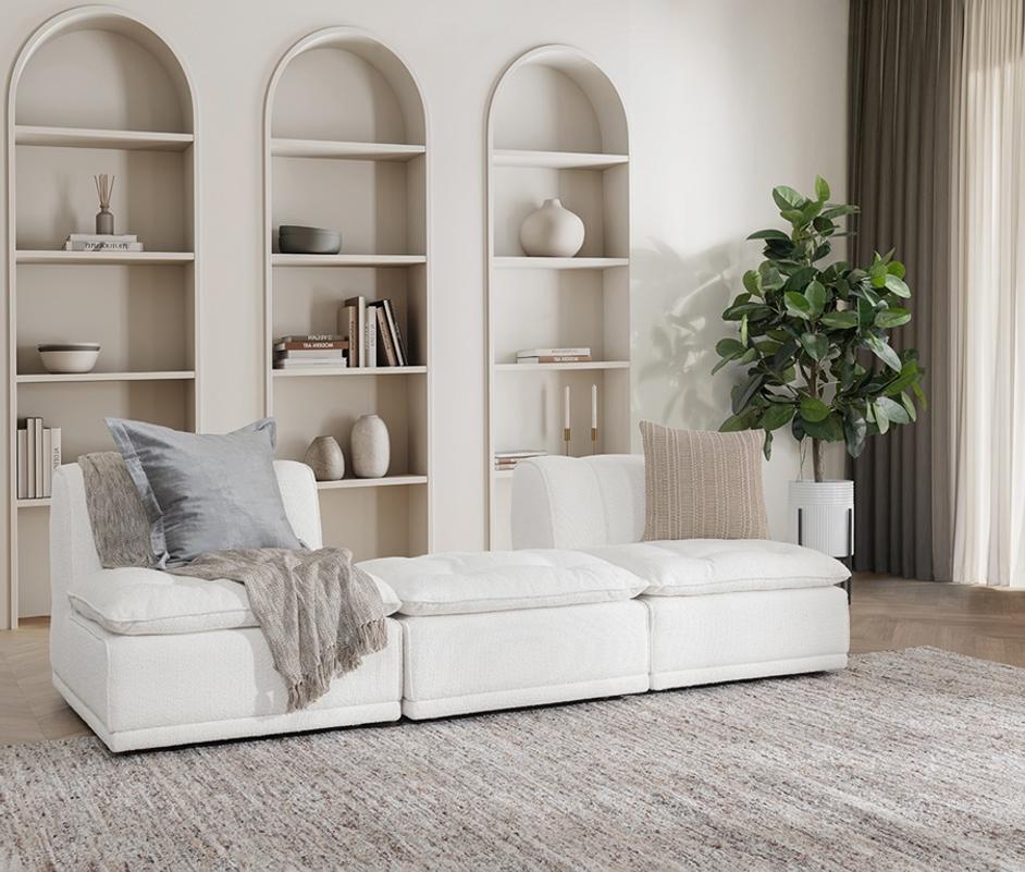 Haven Upholstered 3pc Modular Sofa w/ Ottoman by Classic Home