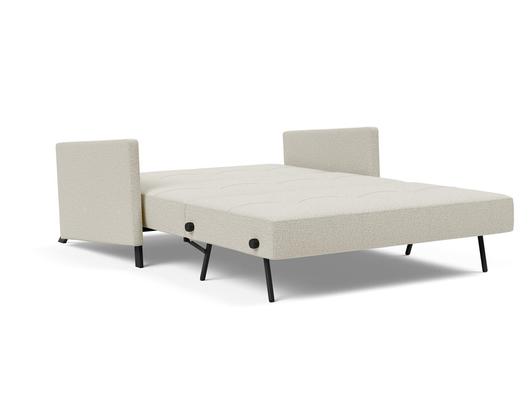 CUBED FULL SOFA BED in MIXED DANCE NATURAL FABRIC WITH Black Steel LEGS 527 by INNOVATION USA