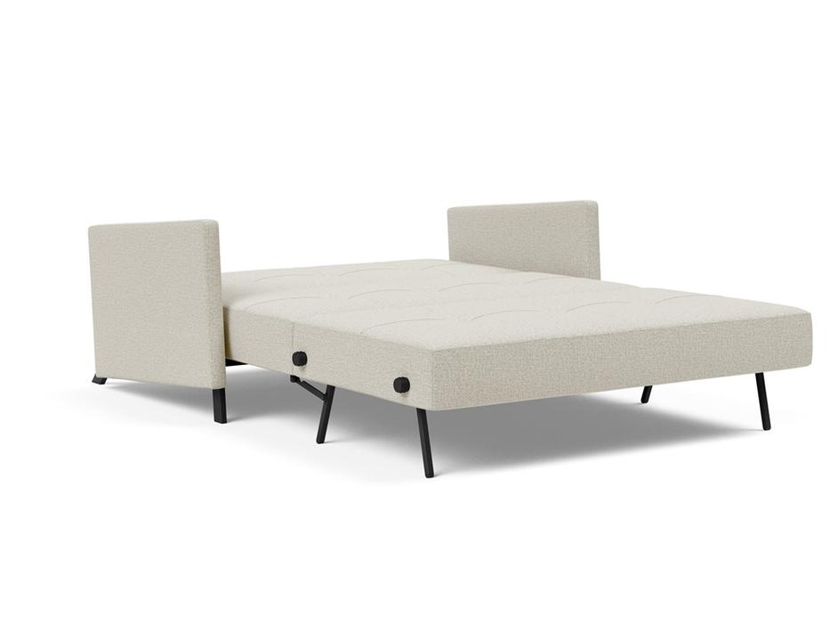 CUBED FULL SOFA BED in MIXED DANCE NATURAL FABRIC WITH Black Steel LEGS 527 by INNOVATION USA