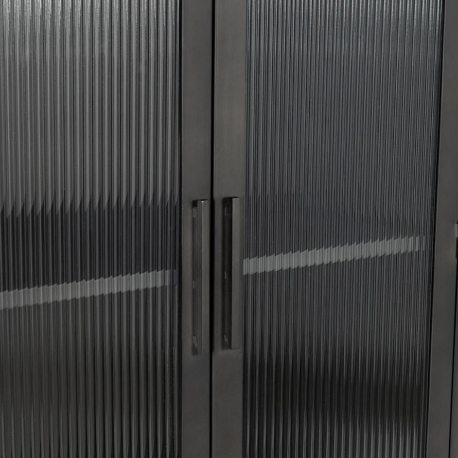 Nore Metal/Glass 2Dr 2 Dwr Tall Cabinet Blackened Steel by Classic Home